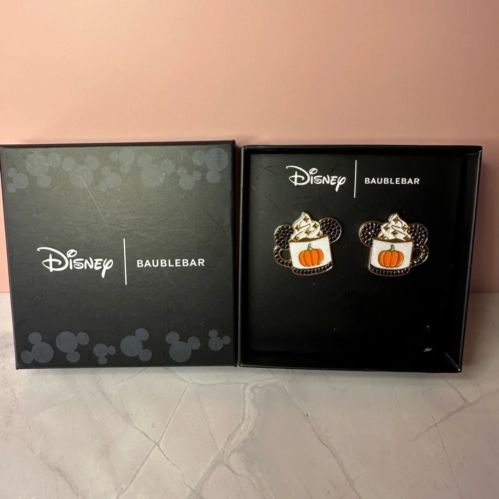 BaubleBar x Disney PSL pumpkin coffee earrings NWT